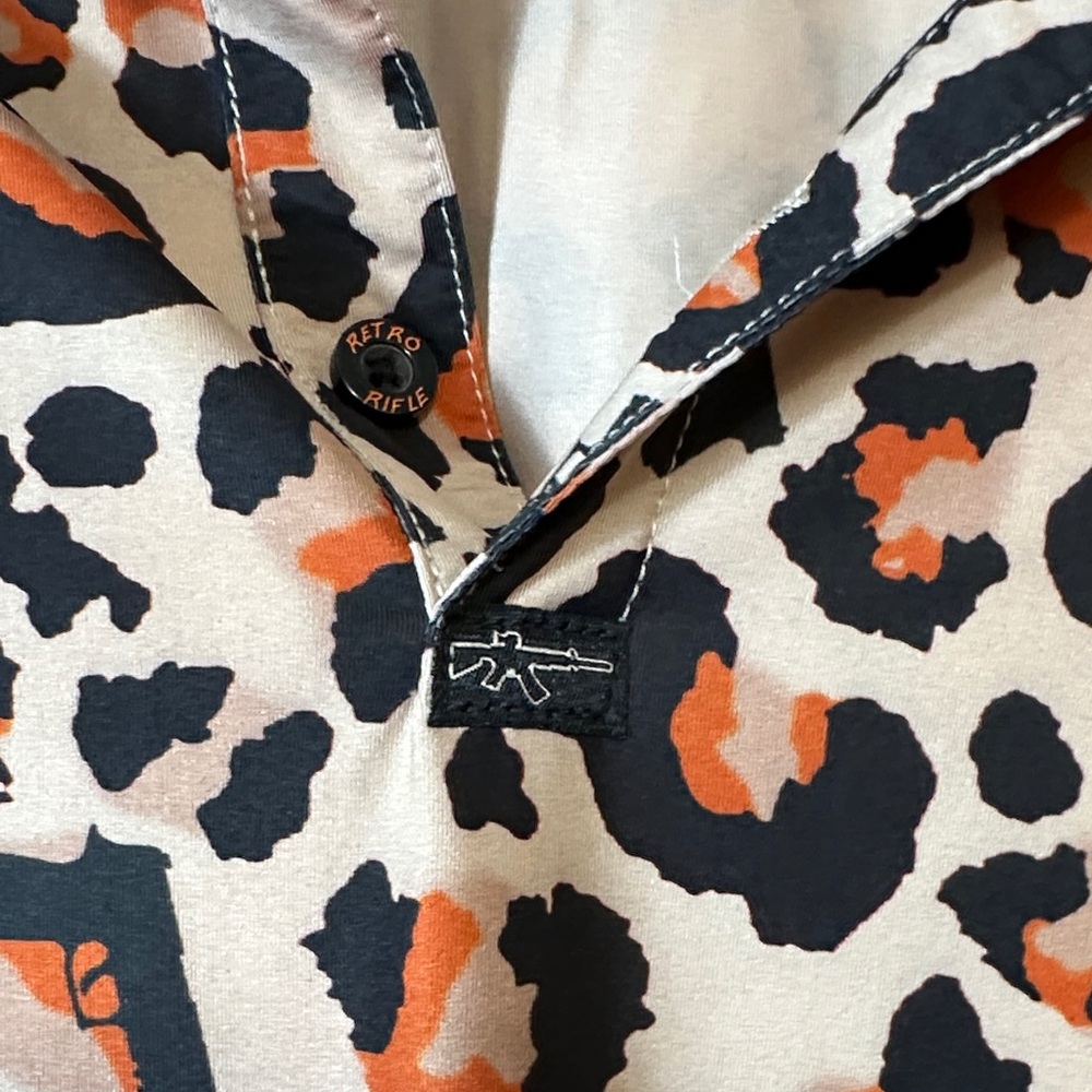 Retro Rifle Leopard Print Men's Shirt XL - Picture 4 of 5